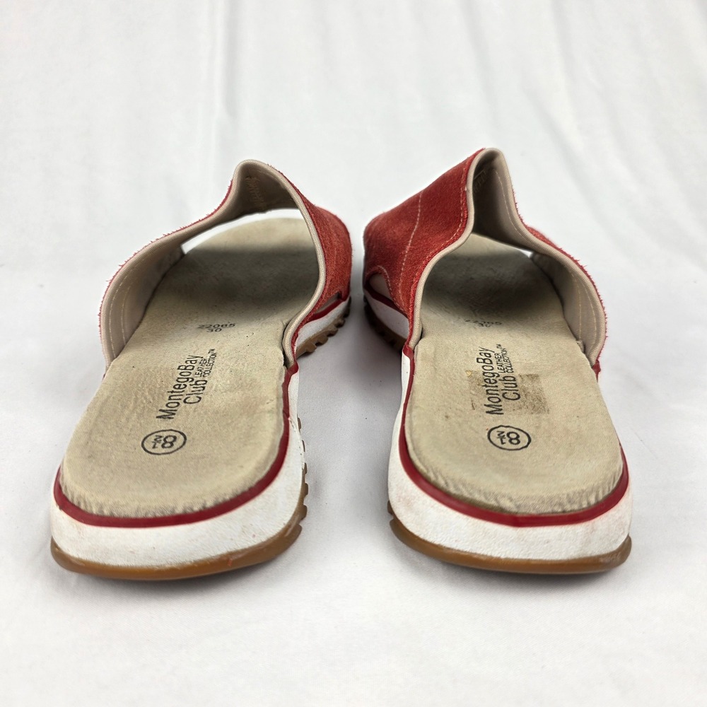 Montego Bay Club Womens‎ Rust Red Suede Slip On Slide Sandals Size 8.5 - Picture 4 of 11